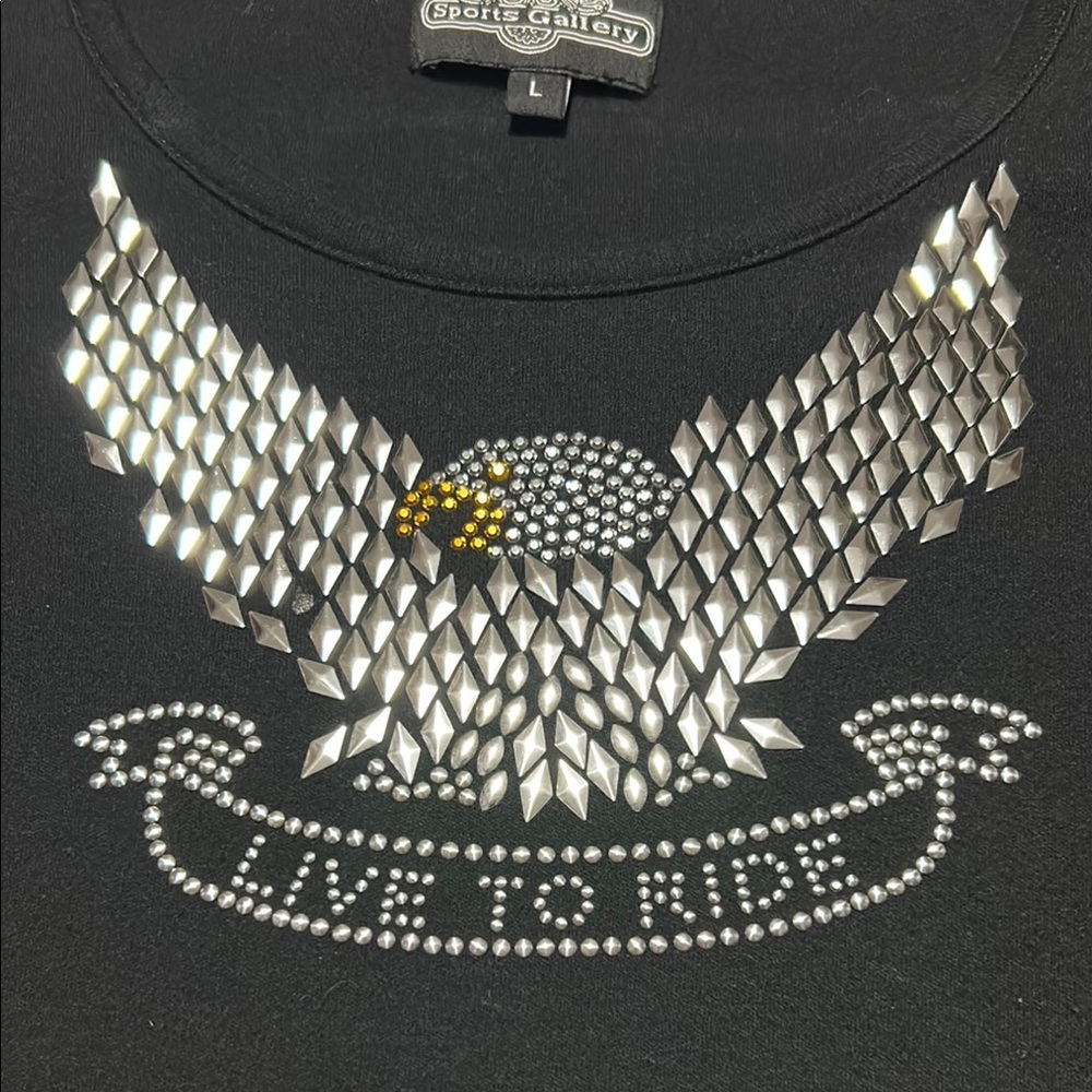 Orange and Black Women's Top with Eagle Design size L - Picture 2 of 6
